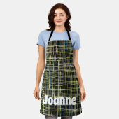 Gelbes Gitter Linien Art Muster Schürze (Getragen)