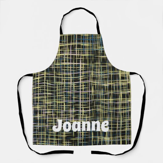Gelbes Gitter Linien Art Muster Schürze (Vorderseite)