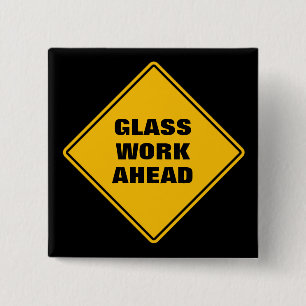 Gelbes Glas: klassisches Straßenzeichen Button