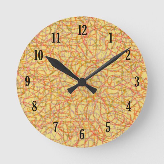 Gelbes Gliedermuster Runde Wanduhr (Vorderseite)