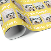 Gelbes Glück Geburtsname 6 Platz FotoCollage Geschenkpapier (Rolleneckpunkt)