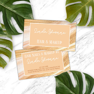 Gelbes Gold Beige weißer Marmor Agate Art Muster Visitenkarte