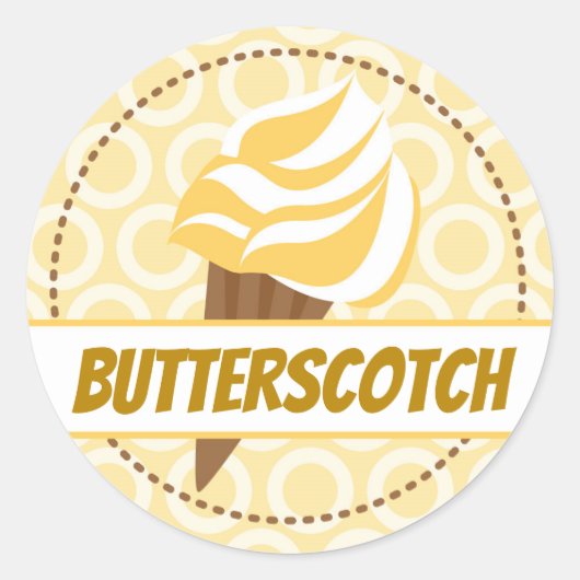 Gelbes Gold-Eiscreme-Circle-Label Runder Aufkleber (Vorderseite)