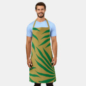 Gelbes Gold Grünes Leaf-Stammesmuster Afrika Schürze (Getragen)