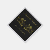 Gelbes Gold-Skript mit schwarzem Hintergrund Serviette (Ecke)