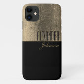 Gelbes Gold und schwarzer einfacher Name Case-Mate iPhone Hülle (Rückseite)