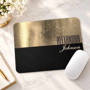 Gelbes Gold und schwarzer einfacher Name Mousepad