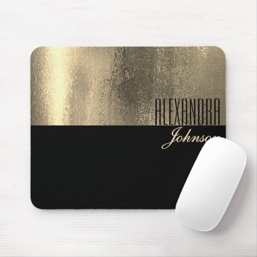 Gelbes Gold und schwarzer einfacher Name Mousepad (Mit Mouse)