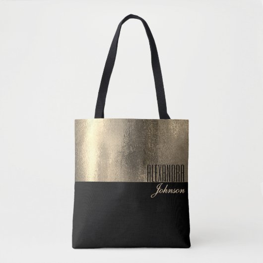 Gelbes Gold und schwarzer einfacher Name Tasche (Vorderseite)