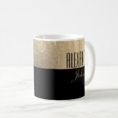 Gelbes Gold und schwarzer Elegantenname Kaffeetasse (VorderseiteRechts)
