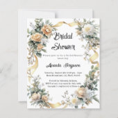 Gelbes Goldband mit Blütengold Einladung Bridal Du (Vorderseite)