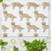 Gelbes Golden Retriever Niedlich Cartoon Dog Muste Geschirrtuch (Gefaltet)