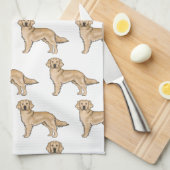 Gelbes Golden Retriever Niedlich Cartoon Dog Muste Geschirrtuch (Viertel Falte)