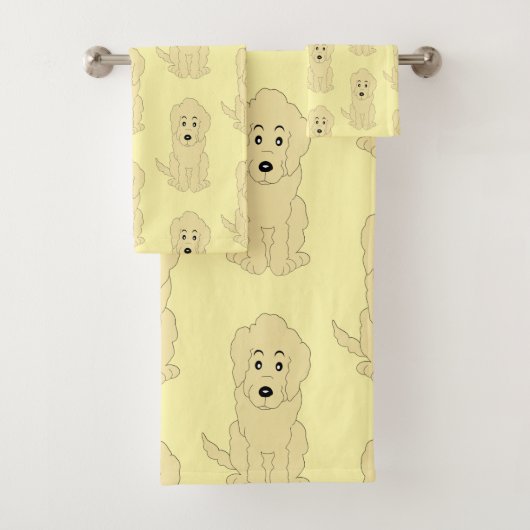 Gelbes Goldendoodle-Doodle-Design Badhandtuch Set (Insitu)