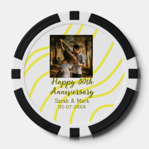 Gelbes goldenes Foto 30. Hochzeitsjubiläum Name  Pokerchips