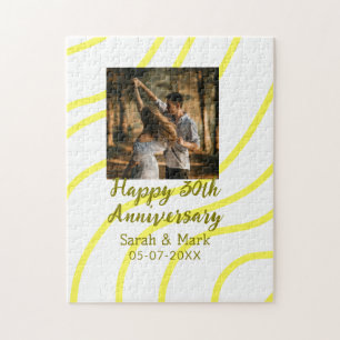 Gelbes goldenes Foto 30. Hochzeitstag Name Puzzle