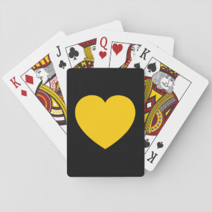 Gelbes goldenes Herz auf schwarz Spielkarten
