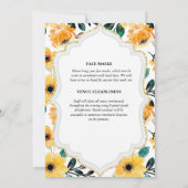 Gelbes goldenes Hochzeitskleid Brautgrün grau Einladung (Rückseite)