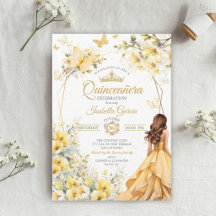 Gelbes Goldenes Tiara Blumen Schmetterlinge Quince