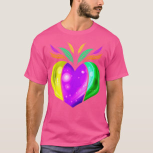 Gelbes, goldfarbenes Lila und grünes Herz für T-Shirt