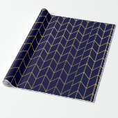 Gelbes GoldZickzack Marine-Blaumoderner Chic Geschenkpapier (Ungerollt)