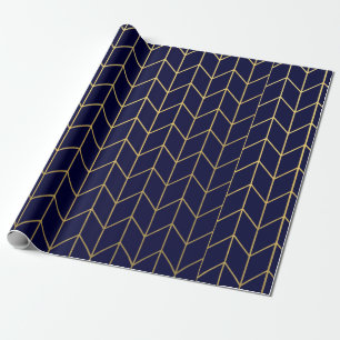 Gelbes GoldZickzack Marine-Blaumoderner Chic Geschenkpapier