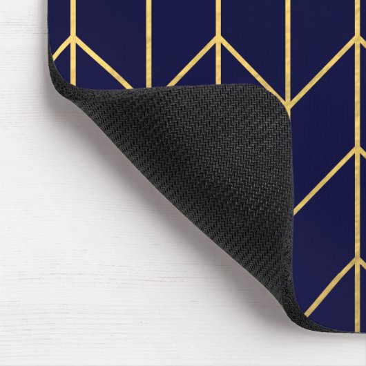 Gelbes GoldZickzack Marine-Blaumoderner Chic Mousepad (Ecke)
