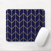 Gelbes GoldZickzack Marine-Blaumoderner Chic Mousepad (Mit Mouse)