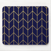 Gelbes GoldZickzack Marine-Blaumoderner Chic Mousepad (Vorne)