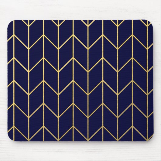Gelbes GoldZickzack Marine-Blaumoderner Chic Mousepad (Vorne)