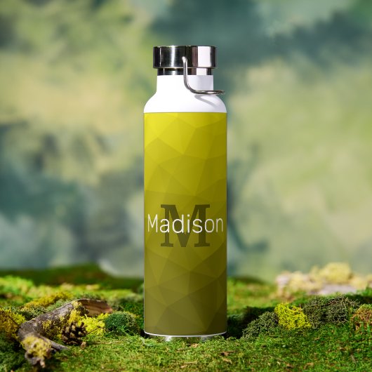Gelbes Gradient Geometrisches Messemuster Monogram Trinkflasche (Außenbereich)