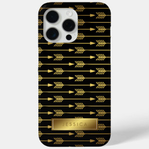 Gelbes Gradient- und Schwarz-Pfeile-Muster iPhone 15 Pro Max Hülle