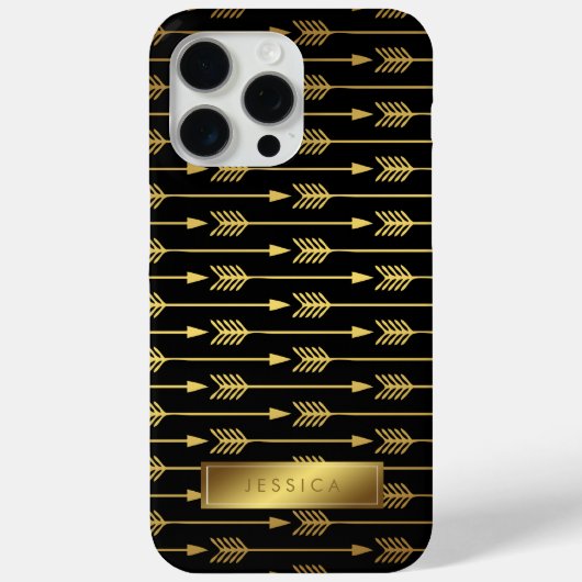 Gelbes Gradient- und Schwarz-Pfeile-Muster Case-Mate iPhone Hülle (Rückseite)