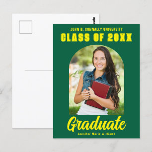 Gelbes GraduiertenFoto Modernes, feines Abschluss Postkarte