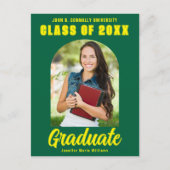 Gelbes GraduiertenFoto Modernes, feines Abschluss Postkarte (Vorderseite)