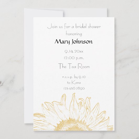 Gelbes grafisches Sonnenblumen-Brautparty Einladung (Vorderseite)