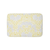 Gelbes graues Blumendamast-Muster Badematte (Vorderseite)