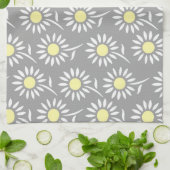 Gelbes graues Blumenküchen-Stoff-Tuch Geschirrtuch (Gefaltet)