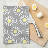 Gelbes graues Blumenküchen-Stoff-Tuch Geschirrtuch (Viertel Falte)