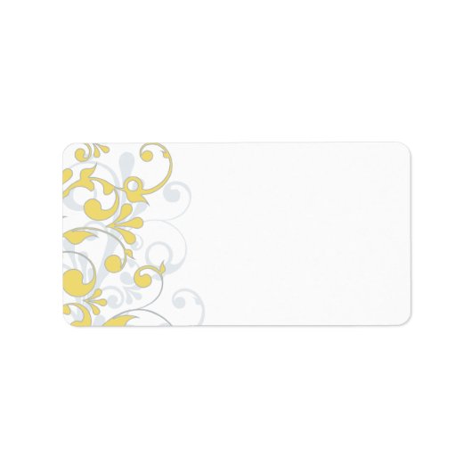 Gelbes graues Blumenstempellabel Adressaufkleber (Vorne)