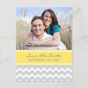 Gelbes graues Foto Save the Date Hochzeitskarten Ankündigungspostkarte