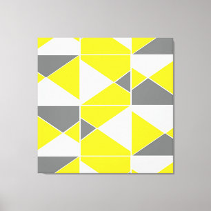 Gelbes graues geometrisches Muster Leinwanddruck