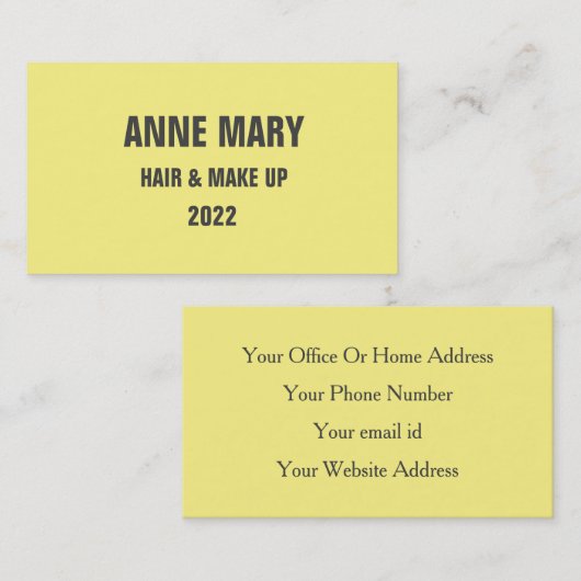 Gelbes graues Haar & Make up Modern 2022 Visitenkarte (Vorne/Hinten)