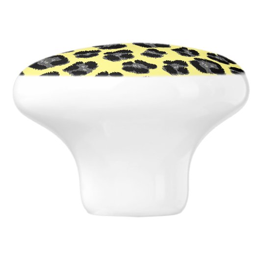 Gelbes graues Leopard-Printmonogramm Keramikknauf (Seitenansicht)