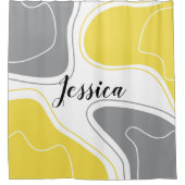 Gelbes graues, modernes geometrisches Muster Duschvorhang (Vorderseite)