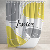 Gelbes graues, modernes geometrisches Muster Duschvorhang