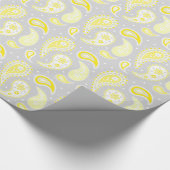 Gelbes graues Paisley-Muster-Packpapier Geschenkpapier (Ecke)