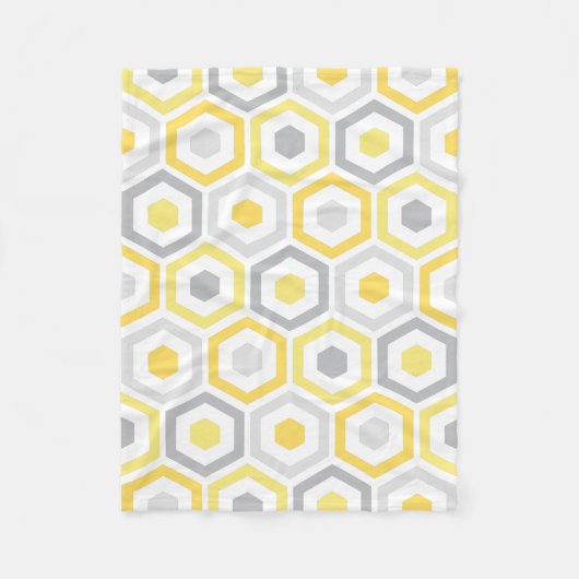 Gelbes graues Retro geometrisches Muster Fleecedecke (Vorderseite)