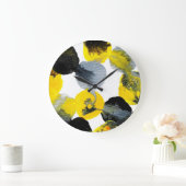 Gelbes, graues und schwarzes Intertactions Große Wanduhr (Zuhause)