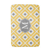 Gelbes, graues, weißes Ikat-Diamantmuster Badematte (Vorderseite Vertikal)
